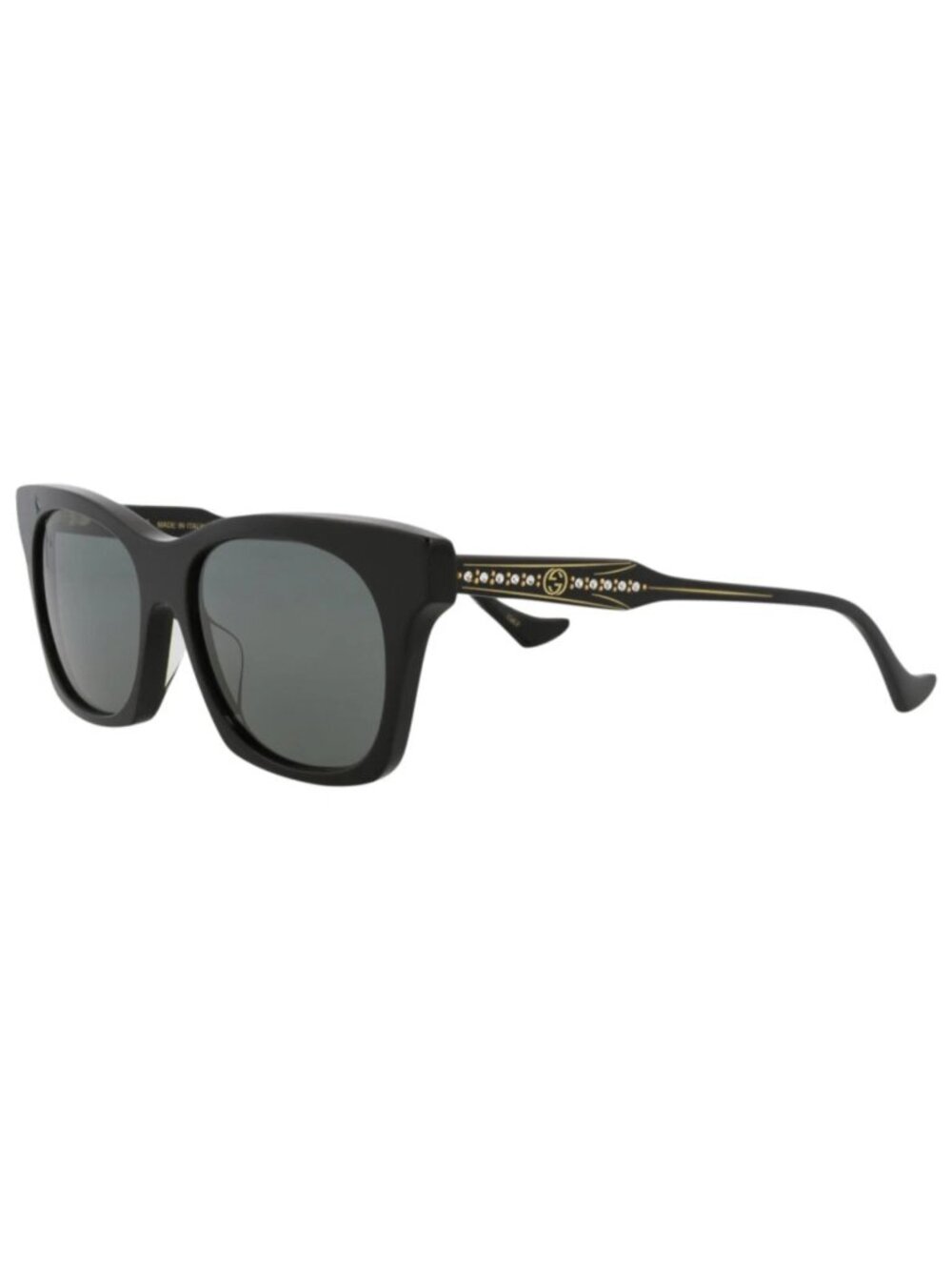 New Gucci Women's Sunglasses Cat Eye Recycled Acetate Frame Black Black Grey